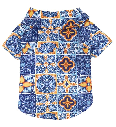 Croci T-Shirt Hond Maioliche Blauw / Geel 25 CM