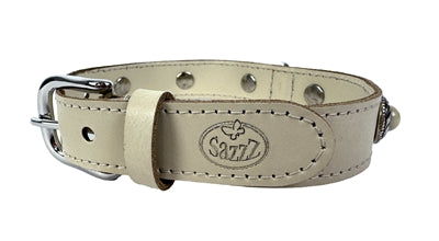 Sazzz Halsband Hond Adventure Stone Classic Leer Creme 27-33X2,5 CM