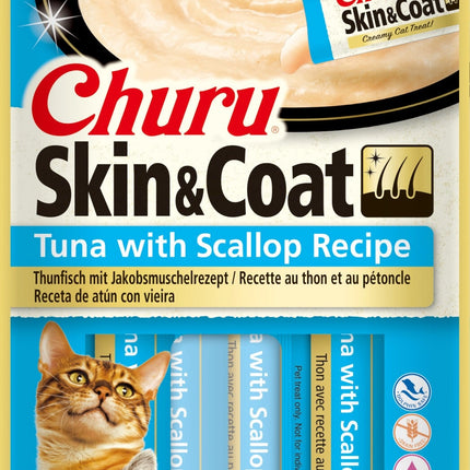 Inaba Churu Skin & Coat Tuna With Scallop Recipe 4X14GR