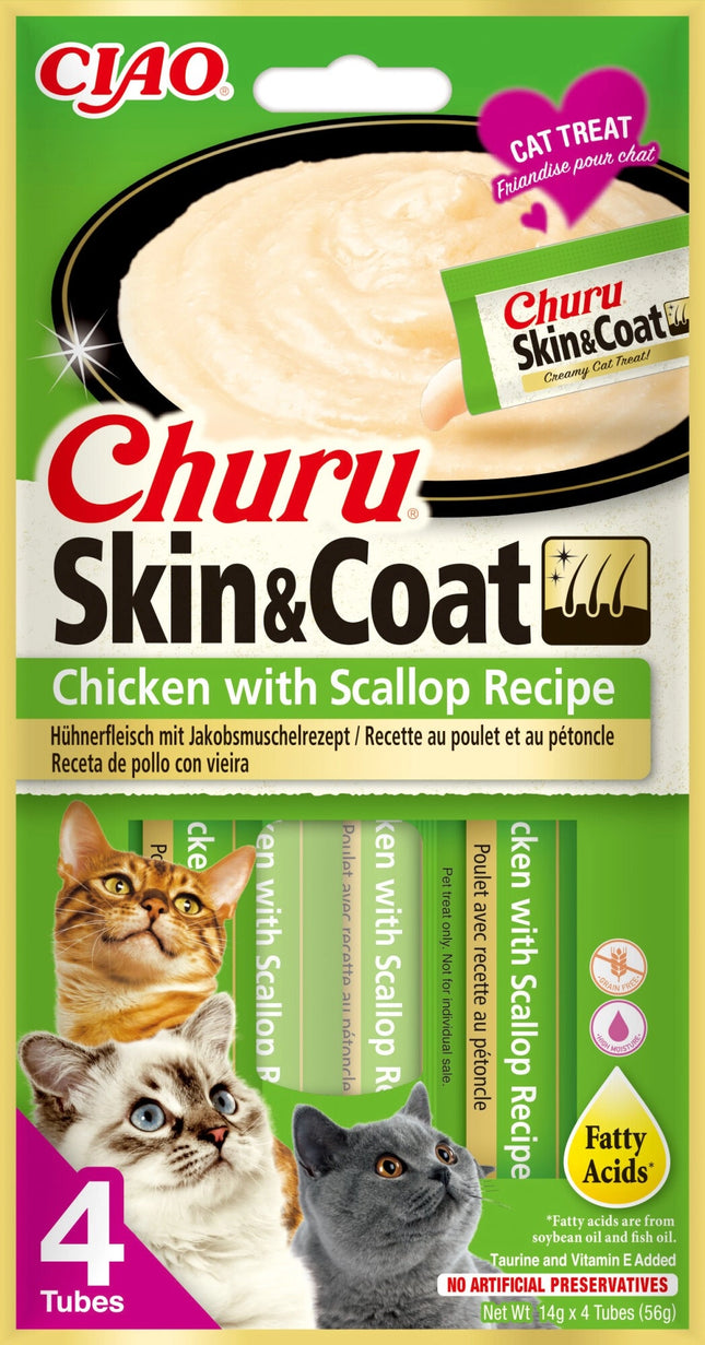 Inaba Churu Skin & Coat Chicken With Scallop Recipe 4X14GR