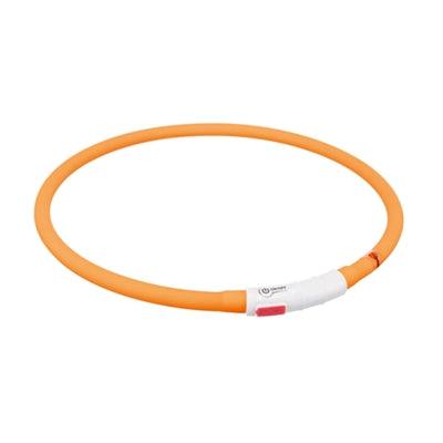 Trixie Halsband Usb Siliconen Lichtgevend Oplaadbaar Oranje 70X1 CM - Pet4you