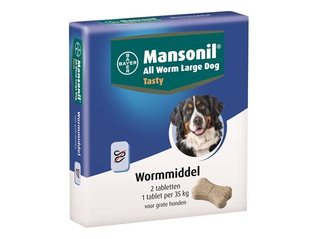 Mansonil Grote Hond All Worm Tasty Tabletten 2 ST - Pet4you