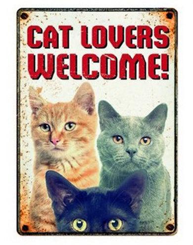 Plenty Gifts Waakbord Blik Cat Lovers Welcome 15X21 CM - Pet4you