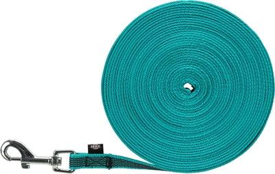 Trixie Hondenriem Sleeplijn Met Rubber Turquoise 10 MTR X 1,5 CM - Pet4you