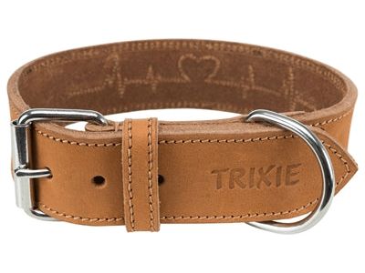 Trixie Halsband Hond Rustic Vetleer Heartbeat Bruin 38-47X4 CM - Pet4you
