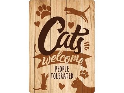 Plenty Gifts Waakbord Blik Cats Welcome People Tolerated 21X15 CM - Pet4you