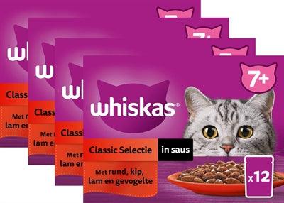 Whiskas Whis Multipack Pouch Senior Vlees Selectie In Saus 4X12X85 GR - Pet4you