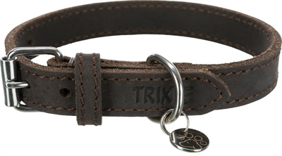 Trixie Halsband Hond Rustic Vetleer Donkerbruin 27-34X1,8 CM