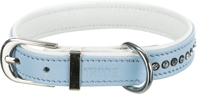 Trixie Halsband Hond Active Comfort Met Strass Steen Leer Lichtblauw 20-24X1,2 CM