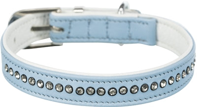 Trixie Halsband Hond Active Comfort Met Strass Steen Leer Lichtblauw 23-28X1,5 CM