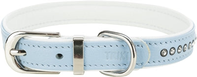 Trixie Halsband Hond Active Comfort Met Strass Steen Leer Lichtblauw 27-33X1,5 CM