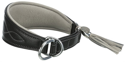 Trixie Halsband Hond Active Comfort Voor Windhonden Leer Zwart / Grijs 24-31X5 CM