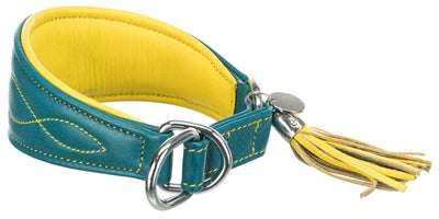 Trixie Halsband Hond Active Comfort Voor Windhonden Leer Petrol 24-31X5 CM