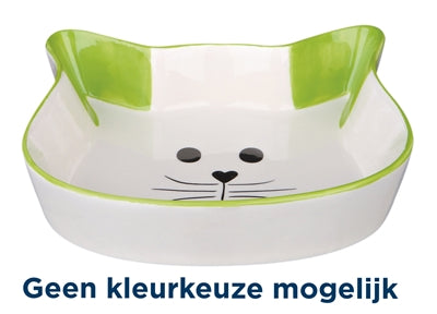 Trixie Voerbak / Waterbak Kattenhoofd Met Gezicht Keramiek  Assorti 15X10 CM 200 ML 4 ST