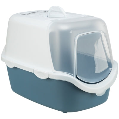 Trixie Kattenbak Vico Open Top Met Kap Blauw Grijs / Wit