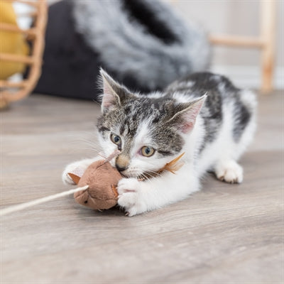 Trixie Speelhengel Muis Met Veren Hout / Pluche Met Catnip