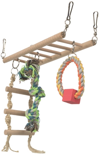 Trixie Hangbrug Met Touwladder & Speelgoed Hamster Hout 29X9X25 CM 3 ST