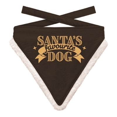 PLENTY GIFTS KERST BANDANA SANTA'S FAVOURITE DOG ZWART