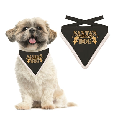 PLENTY GIFTS KERST BANDANA SANTA'S FAVOURITE DOG ZWART
