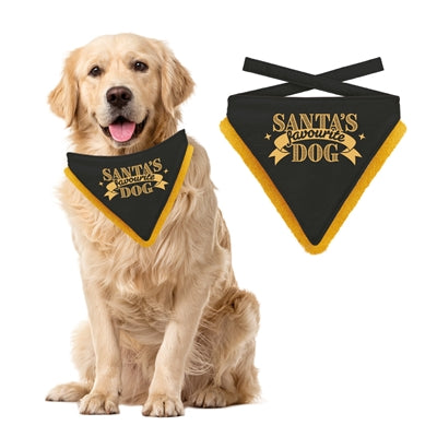 PLENTY GIFTS KERST BANDANA SANTA'S FAVOURITE DOG ZWART