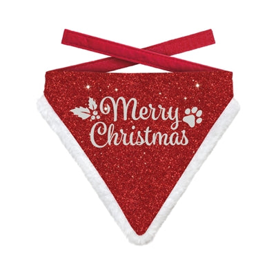 PLENTY GIFTS KERST BANDANA MERRY CHRISTMAS GLITTER ROOD