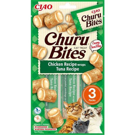 Inaba Churu Bites Cat Chicken Recipe Wraps Tuna Recipe 3X10 GR 