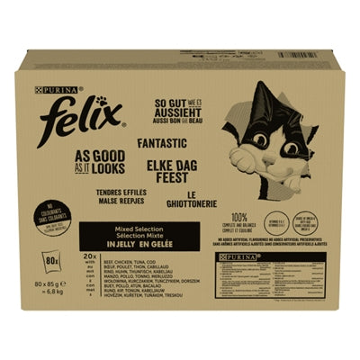 Felix Pouch Elke Dag Feest In Gelei Tonijn / Kabeljauw / Rund / Kip