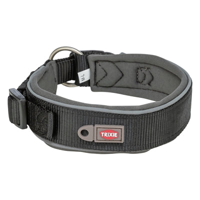 Trixie Premium Halsband Hond Extra Breed Zwart / Grafiet Grijs