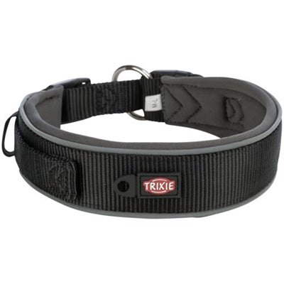 Trixie Premium Halsband Hond Extra Breed Zwart / Grafiet Grijs 53-62X5 CM