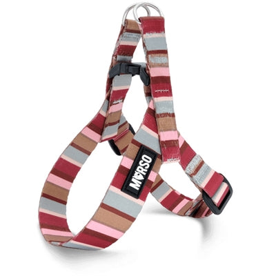 Morso Mini Hondentuig Verstelbaar Gerecycled Skyline Rood / Roze 24-32X1,5 CM