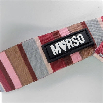 Morso Mini Hondentuig Verstelbaar Gerecycled Skyline Rood / Roze 24-32X1,5 CM