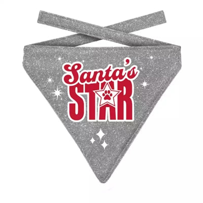 PLENTY GIFTS KERST BANDANA SANTA'S STAR GLITTER ZILVER