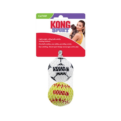 KONG CAT SPORT BALLS MET CATNIP ASSORTI