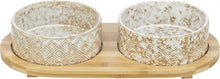 Trixie Set Voerbak / Waterbak Keramiek / Bamboe Wit / Natuur 2X800 Ml 39X8X20 Cm