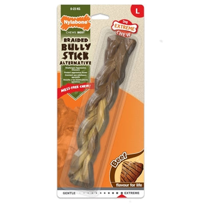 Nylabone Extreme Chew Braided Bull Stick Rundsmaak LARGE TOT 23 KG
