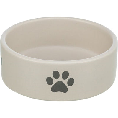 Trixie Voerbak / Drinkbak Hond Pootmotief Keramiek Lichtgrijs / Grijs 300 ML 12 CM