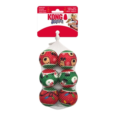 Kong Holiday Squeakair Bal Assorti 5X5X5 CM 6 ST