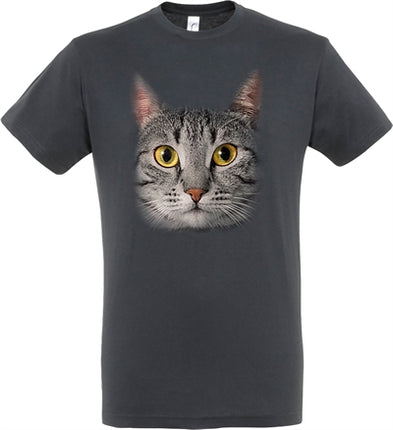 Merkloos T-Shirt Grijze Kat Grijs S