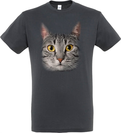 Merkloos T-Shirt Grijze Kat Grijs M