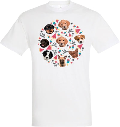 Merkloos T-Shirt Hello Summer Puppies Wit S