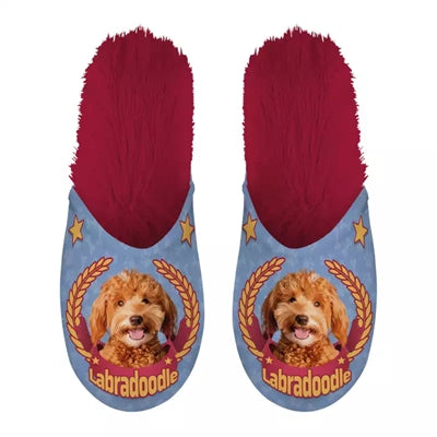 Merkloos Pantoffel Labradoodle Lila / Rood MAAT 39-42