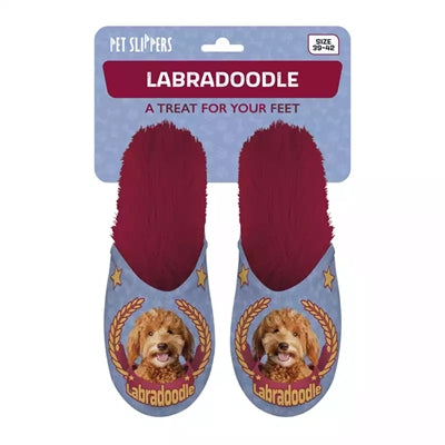 Merkloos Pantoffel Labradoodle Lila / Rood MAAT 39-42