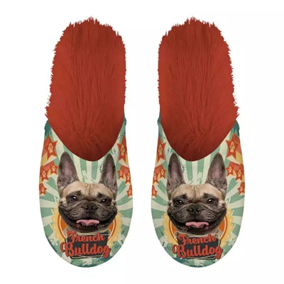 Merkloos Pantoffel French Bulldog Franse Bulldog Oranje MAAT 39-42