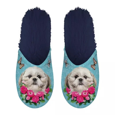 Merkloos Pantoffel Shih Tzu Lichtblauw / Donkerblauw MAAT 39-42