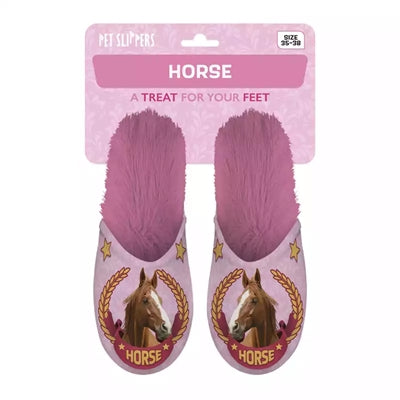 Merkloos Pantoffel Horse Roze MAAT 35-38