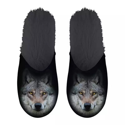 Merkloos Pantoffel Wolf Zwart MAAT 35-39