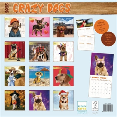 Merkloos Kalender Crazy Dogs 2025 30X30 CM