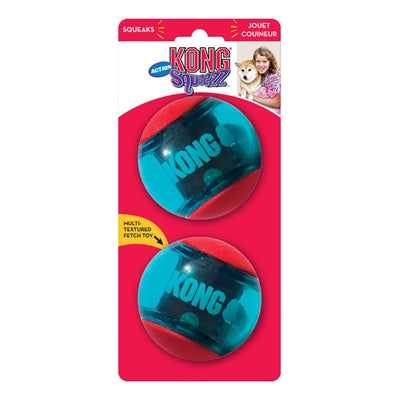Kong Squeezz Action Bal Rood Large 8,5X8,5X8,5 Cm 2 St