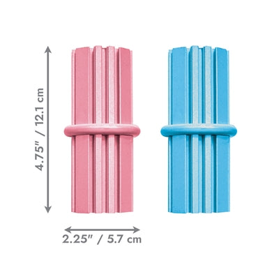 KONG PUPPY TEETHING STICK ROZE OF LICHTBLAUW ASSORTI