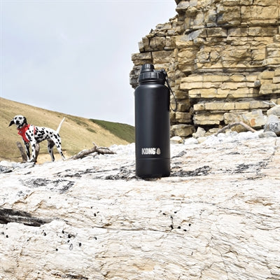 KONG DUO DRINKER DRINKFLES RVS ZWART